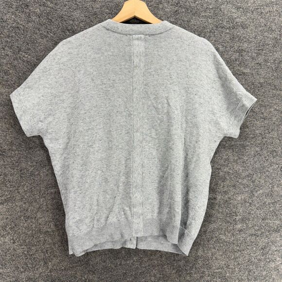 Gap Cardigan Women M Medium Gray V-Neck Button Up Short Sleeve Pockets Cotton - Picture 2 of 7